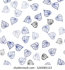 Dark BLUE vector seamless doodle texture with leaves. An elegant bright illustration with leaves in Natural style. Design for textile, fabric, wallpapers.