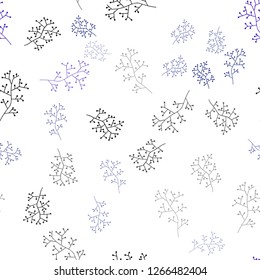 Dark BLUE vector seamless doodle layout with branches. An elegant bright illustration with leaves and branches. Design for textile, fabric, wallpapers.