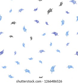 Dark BLUE vector seamless doodle pattern with leaves. An elegant bright illustration with leaves in Natural style. Template for business cards, websites.