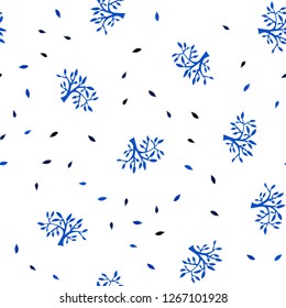 Dark BLUE vector seamless doodle template with leaves, branches. Modern abstract illustration with leaves and branches. Design for wallpaper, fabric makers.