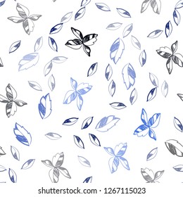 Dark BLUE vector seamless doodle background with leaves. New colorful illustration in doodle style with leaves. Pattern for design of fabric, wallpapers.
