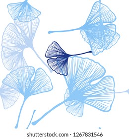 Dark BLUE vector seamless doodle template with leaves. Sketchy doodles with leaves on blurred background. Design for wallpaper, fabric makers.
