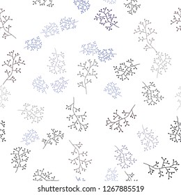 Dark BLUE vector seamless doodle pattern with branches. Leaves, branches in natural style on white background. Pattern for trendy fabric, wallpapers.