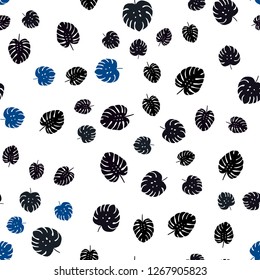 Dark BLUE vector seamless doodle pattern with leaves. leaves on elegant natural pattern with gradient. Design for textile, fabric, wallpapers.