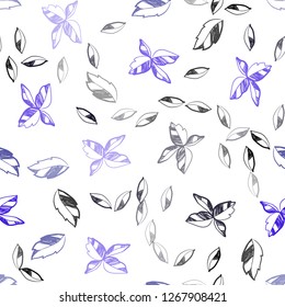 Dark BLUE vector seamless doodle template with leaves. Colorful abstract illustration with leaves in doodle style. Template for business cards, websites.