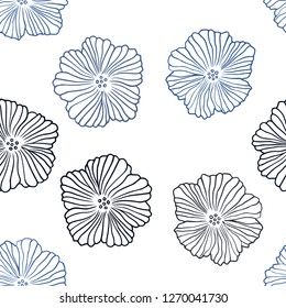 Dark BLUE vector seamless doodle pattern with flowers. Modern abstract illustration with flowers. Design for wallpaper, fabric makers.