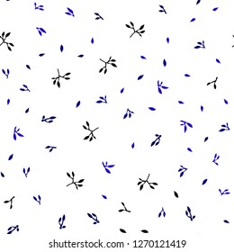 Dark BLUE vector seamless doodle pattern with leaves. An elegant bright illustration with leaves in Natural style. Pattern for design of window blinds, curtains.