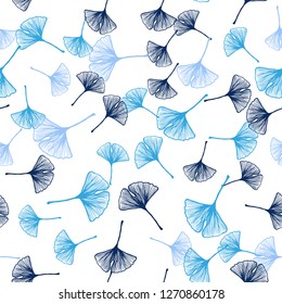 Dark BLUE vector seamless doodle backdrop with leaves. Blurred decorative design in Indian style with leaves. Pattern for design of fabric, wallpapers.