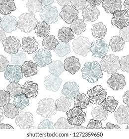 Dark BLUE vector seamless doodle backdrop with flowers. Colorful illustration in doodle style with flowers. Template for business cards, websites.
