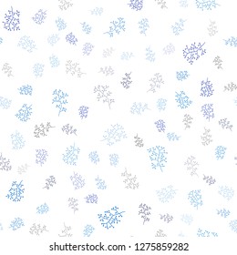 Dark BLUE vector seamless doodle texture with leaves, branches. Colorful illustration in doodle style with leaves, branches. Pattern for design of fabric, wallpapers.
