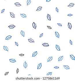 Dark BLUE vector seamless doodle template with leaves. leaves on blurred abstract background with gradient. Texture for window blinds, curtains.