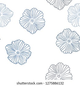 Dark BLUE vector seamless doodle pattern with flowers. Glitter abstract illustration with flowers. Design for wallpaper, fabric makers.