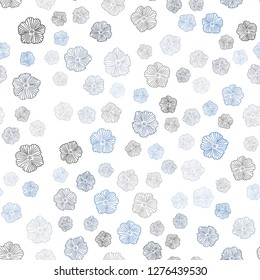 Dark BLUE vector seamless doodle layout with flowers. Colorful illustration in doodle style with flowers. Design for textile, fabric, wallpapers.