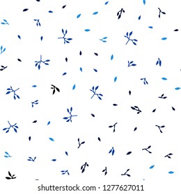 Dark BLUE vector seamless doodle texture with leaves. Glitter abstract illustration with doodles and leaves. Design for textile, fabric, wallpapers.