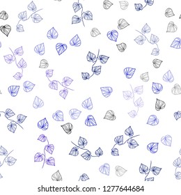 Dark BLUE vector seamless doodle background with leaves. Colorful illustration in doodle style with leaves. Design for textile, fabric, wallpapers.