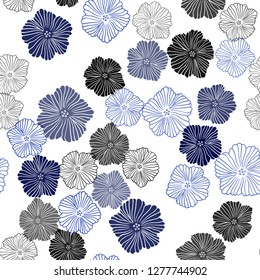 Dark BLUE vector seamless doodle background with flowers. Modern abstract illustration with flowers. Design for wallpaper, fabric makers.