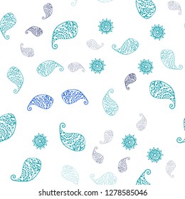 Dark BLUE vector seamless doodle layout with leaves and flowers. Modern abstract illustration with leaves and flowers. Template for business cards, websites.