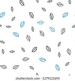 Dark BLUE vector seamless doodle background with leaves. Creative illustration in blurred style with leaves. Texture for window blinds, curtains.