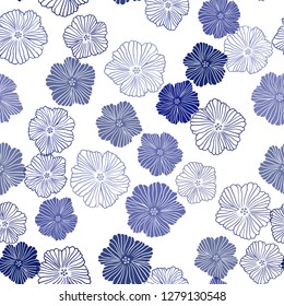 Dark BLUE vector seamless doodle pattern with flowers. An elegant bright illustration with flowers. Pattern for trendy fabric, wallpapers.