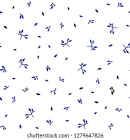 Dark BLUE vector seamless doodle texture with leaves. leaves on blurred abstract background with gradient. Pattern for design of window blinds, curtains.