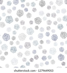 Dark BLUE vector seamless doodle pattern with flowers. An elegant bright illustration with flowers. Pattern for design of fabric, wallpapers.