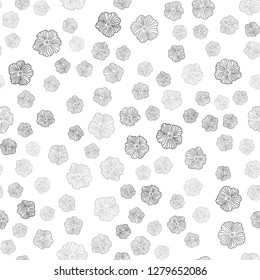 Dark BLUE vector seamless doodle background with flowers. Flowers with gradient on white background. Design for wallpaper, fabric makers.