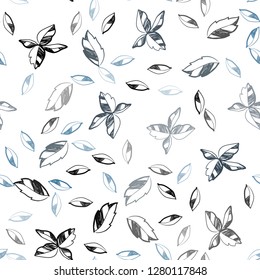 Dark BLUE vector seamless doodle background with leaves. Blurred decorative design in Indian style with leaves. Pattern for design of window blinds, curtains.
