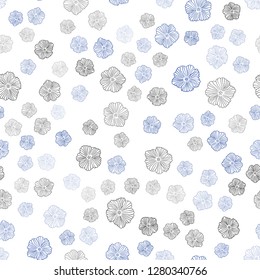 Dark BLUE vector seamless doodle pattern with flowers. Colorful illustration in doodle style with flowers. Pattern for design of fabric, wallpapers.
