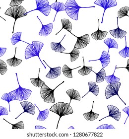 Dark BLUE vector seamless doodle layout with leaves. Brand new colored illustration in blurry style with leaves. Texture for window blinds, curtains.