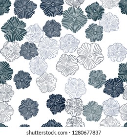 Dark BLUE vector seamless doodle pattern with flowers. Creative illustration in blurred style with flowers. Design for textile, fabric, wallpapers.