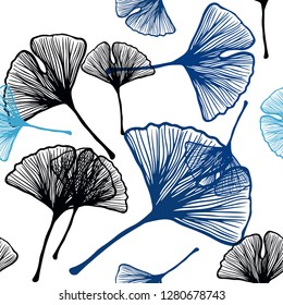 Dark BLUE vector seamless doodle pattern with leaves. New colorful illustration in doodle style with leaves. Pattern for trendy fabric, wallpapers.