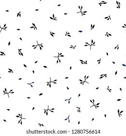 Dark BLUE vector seamless doodle layout with leaves. Modern geometrical abstract illustration with leaves. Pattern for design of fabric, wallpapers.