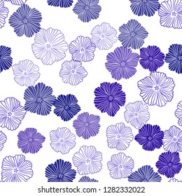 Dark BLUE vector seamless doodle pattern with flowers. Creative illustration in blurred style with flowers. Pattern for trendy fabric, wallpapers.