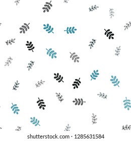 Dark BLUE vector seamless doodle background with leaves. Doodle illustration of leaves in Origami style with gradient. Template for business cards, websites.