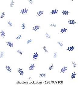 Dark BLUE vector seamless doodle template with leaves. Colorful illustration in doodle style with leaves. Pattern for trendy fabric, wallpapers.