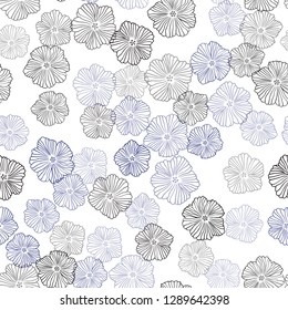 Dark BLUE vector seamless doodle background with flowers. Shining colored illustration with flowers. Design for textile, fabric, wallpapers.