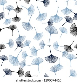 Dark BLUE vector seamless doodle pattern with leaves. An elegant bright illustration with leaves in Natural style. Design for wallpaper, fabric makers.