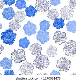 Dark BLUE vector seamless doodle background with flowers. Colorful illustration in doodle style with flowers. Design for wallpaper, fabric makers.