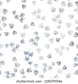 Dark BLUE vector seamless doodle layout with leaves. New colorful illustration in doodle style with leaves. Pattern for design of window blinds, curtains.