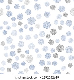Dark BLUE vector seamless doodle pattern with flowers. Doodle illustration of flowers in Origami style. Pattern for trendy fabric, wallpapers.
