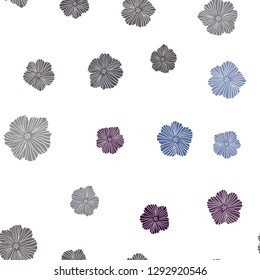 Dark BLUE vector seamless doodle texture with flowers. Abstract illustration with flowers in doodles style. Design for wallpaper, fabric makers.