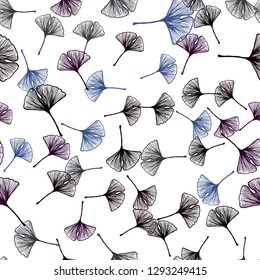 Dark BLUE vector seamless doodle backdrop with leaves. Shining colored illustration with leaves in doodle style. Texture for window blinds, curtains.