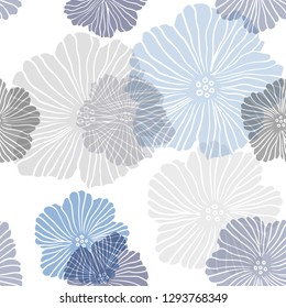 Dark BLUE vector seamless doodle backdrop with flowers. Shining colored illustration with flowers. Pattern for design of fabric, wallpapers.