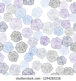 Dark BLUE vector seamless doodle template with flowers. Glitter abstract illustration with flowers. Pattern for design of fabric, wallpapers.