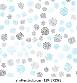 Dark BLUE vector seamless doodle backdrop with flowers. Creative illustration in blurred style with flowers. Design for textile, fabric, wallpapers.