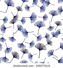Dark BLUE vector seamless doodle pattern with leaves. leaves on elegant natural pattern with gradient. Pattern for design of fabric, wallpapers.