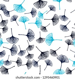 Dark BLUE vector seamless doodle pattern with leaves. Glitter abstract illustration with doodles and leaves. Design for wallpaper, fabric makers.