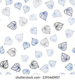 Dark BLUE vector seamless doodle pattern with leaves. Creative illustration in blurred style with leaves. Pattern for trendy fabric, wallpapers.