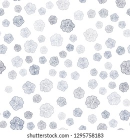 Dark BLUE vector seamless doodle layout with flowers. An elegant bright illustration with flowers. Design for wallpaper, fabric makers.
