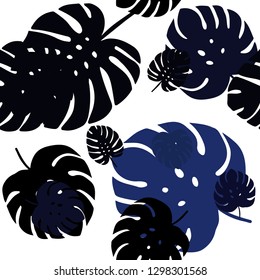 Dark BLUE vector seamless doodle layout with leaves. Doodle illustration of leaves in Origami style with gradient. Design for wallpaper, fabric makers.